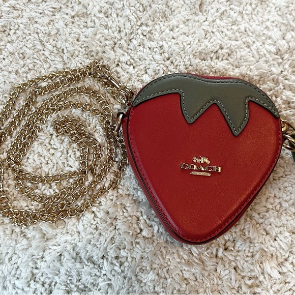 Coach Handbags - Coach NWOT Strawberry Coin Case with Crossbody Chain Strap
